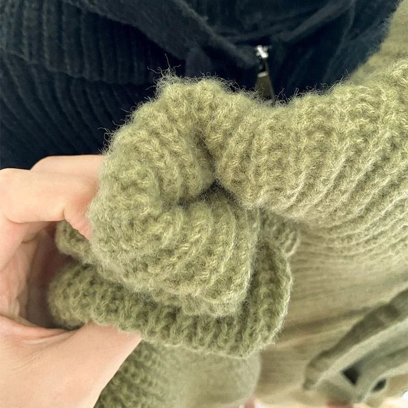 Gabriella – Oversized Strikket Dame Sweater med Lynlås