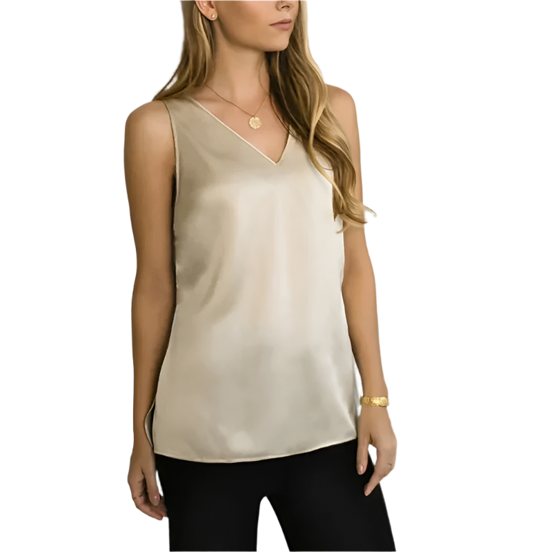 Isabella – Ærmeløs Dame Sommertop i Satinlook