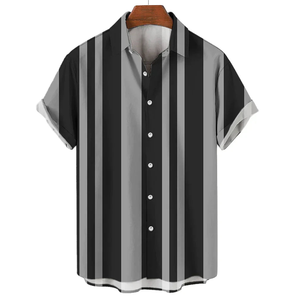Lorenzo – Retro Mænds Stribede Skjorte med Knapper