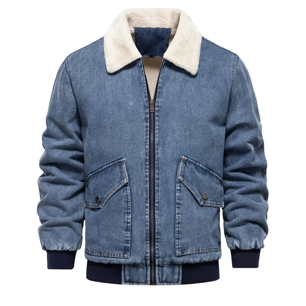 Lorenzo – Herre Denimjakke med Blød Sherpa Foring