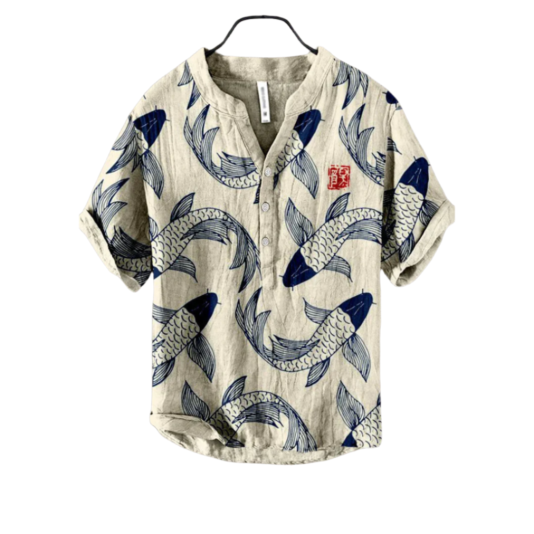 Marini – Ocean Breeze Herreskjorte med Fiskemønster