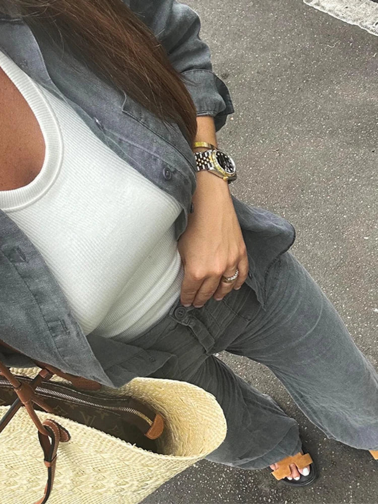 SofiaRanieri Plain Højtaljede Lange Bukser til kvinder