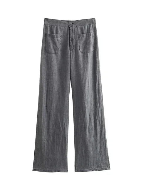 SofiaRanieri Plain Højtaljede Lange Bukser til kvinder