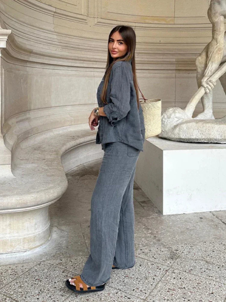 SofiaRanieri Plain Højtaljede Lange Bukser til kvinder