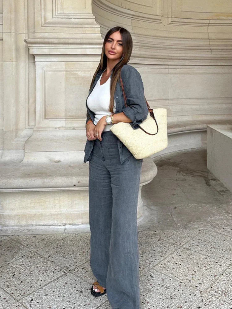 SofiaRanieri Plain Højtaljede Lange Bukser til kvinder