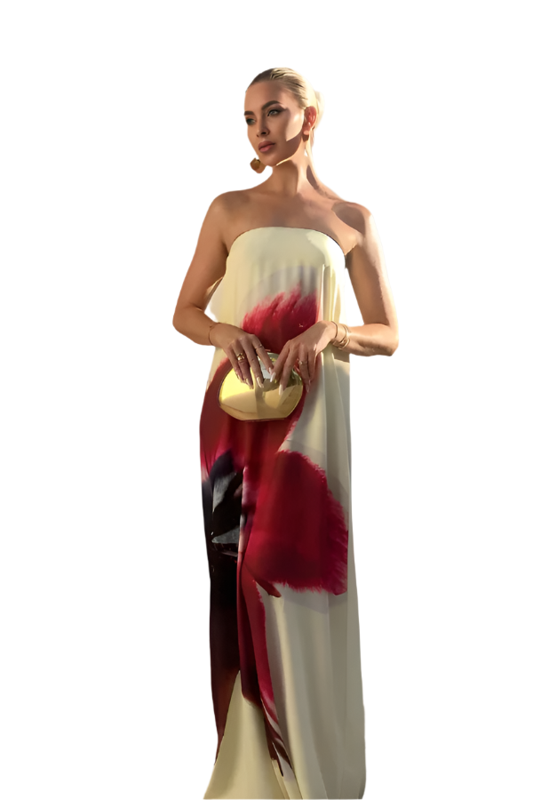 Isabella – Stropløs Maxi Kjole til Kvinder med Blomsterprint