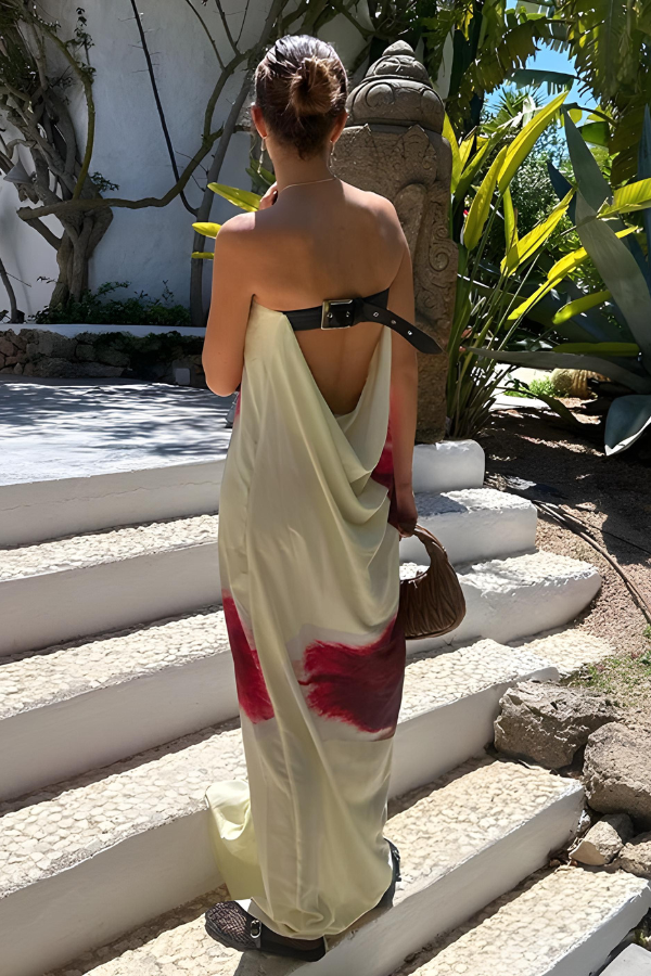 Isabella – Stropløs Maxi Kjole til Kvinder med Blomsterprint