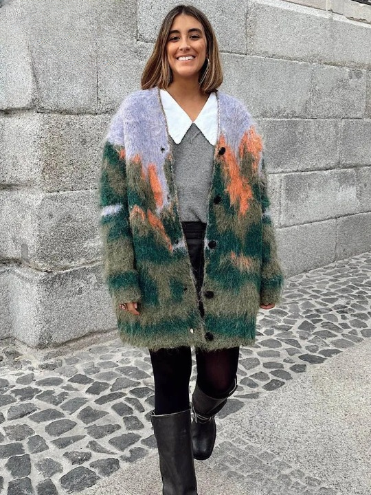 IsabellaChic Stilfuld vintage V-hals frakke til kvinder