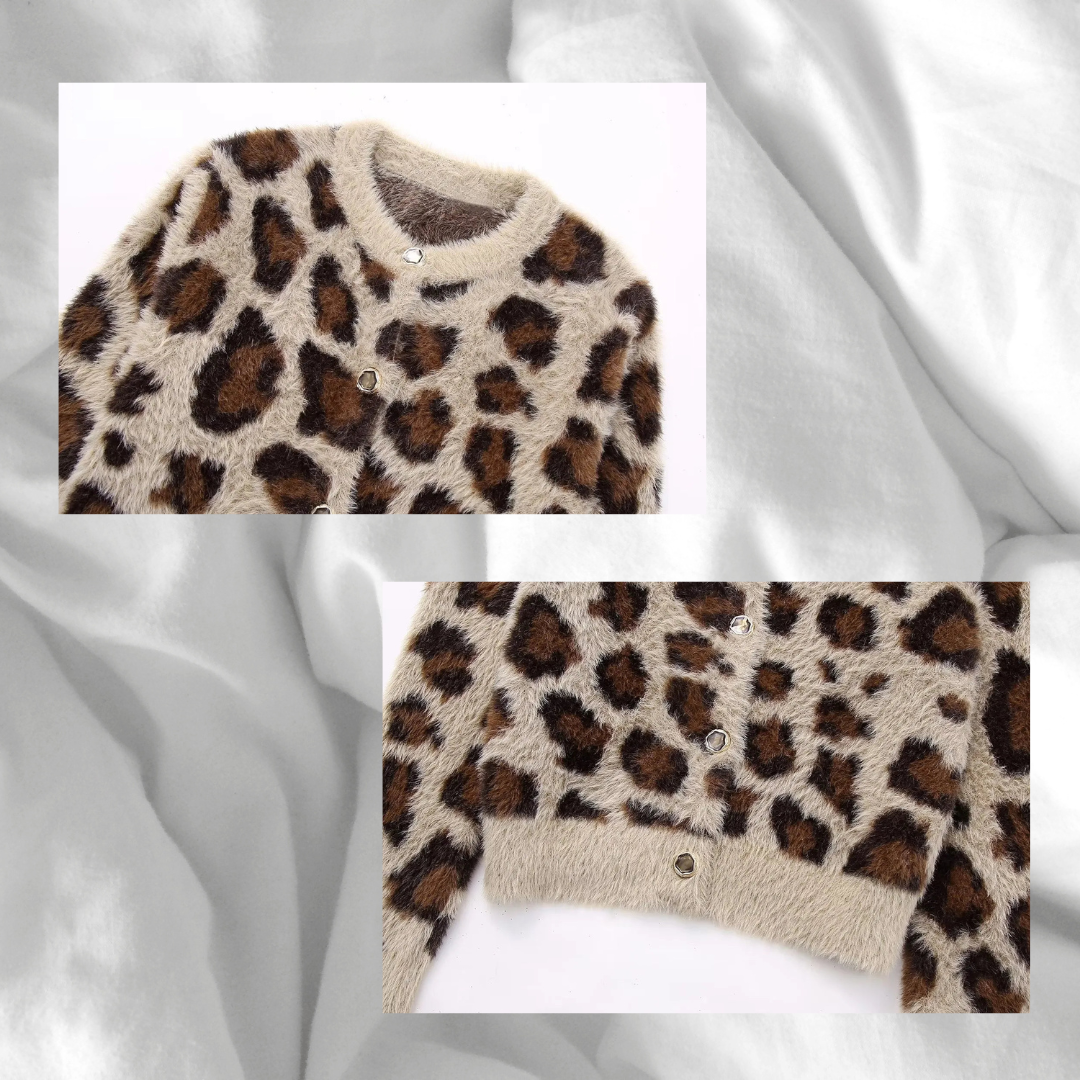 Astrid | Leopard cardigan-trøje