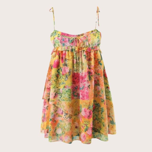 Miora | Solrig solkjole med blomster