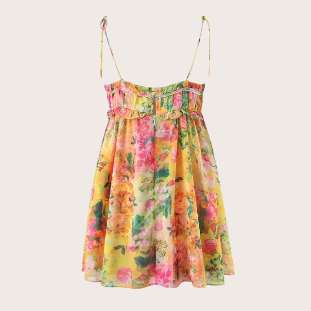 Miora | Solrig solkjole med blomster