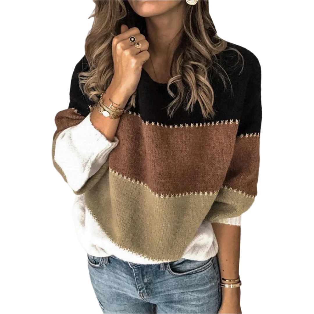 Maddalena – Klassisk Strikket Damebluse med Striber