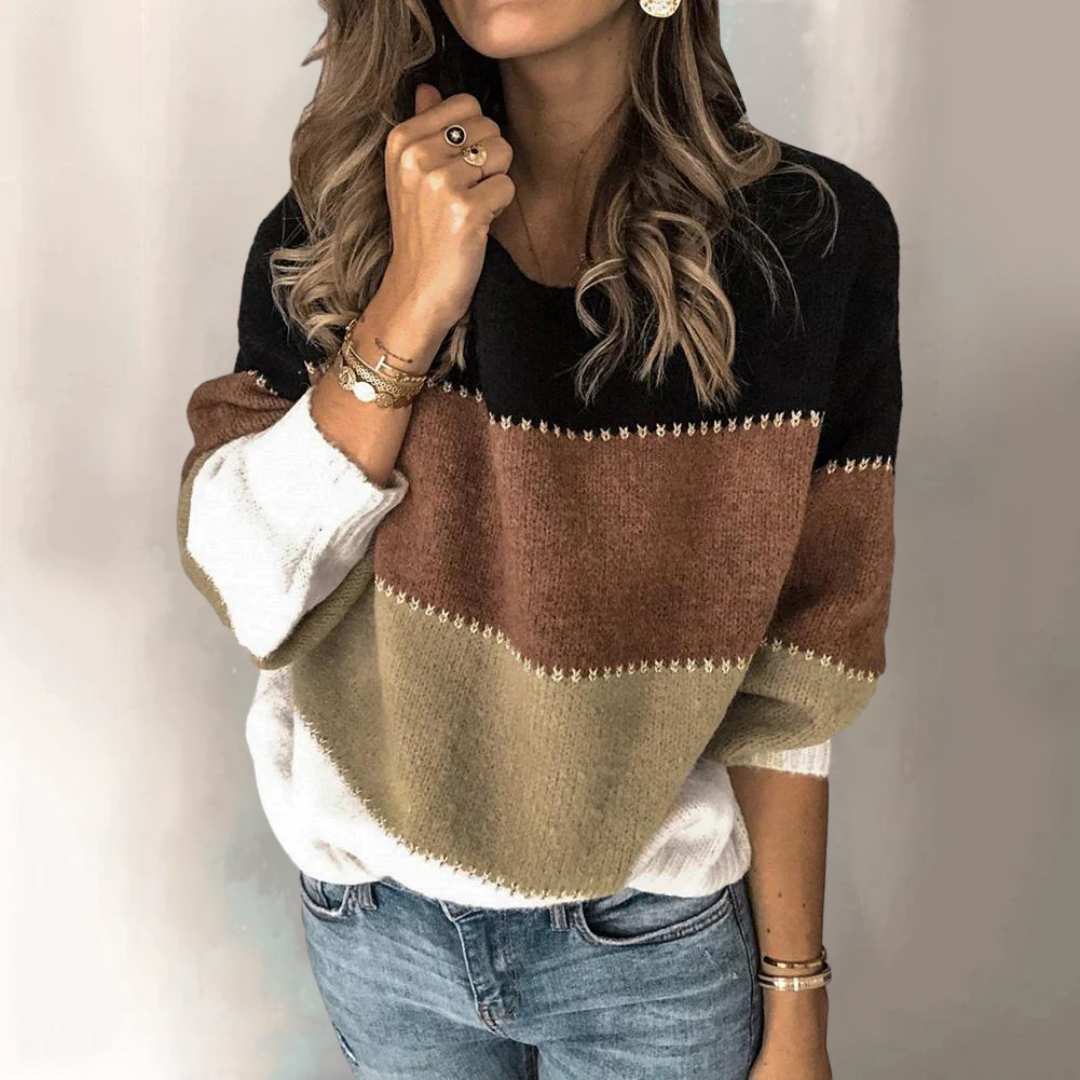 Maddalena – Klassisk Strikket Damebluse med Striber