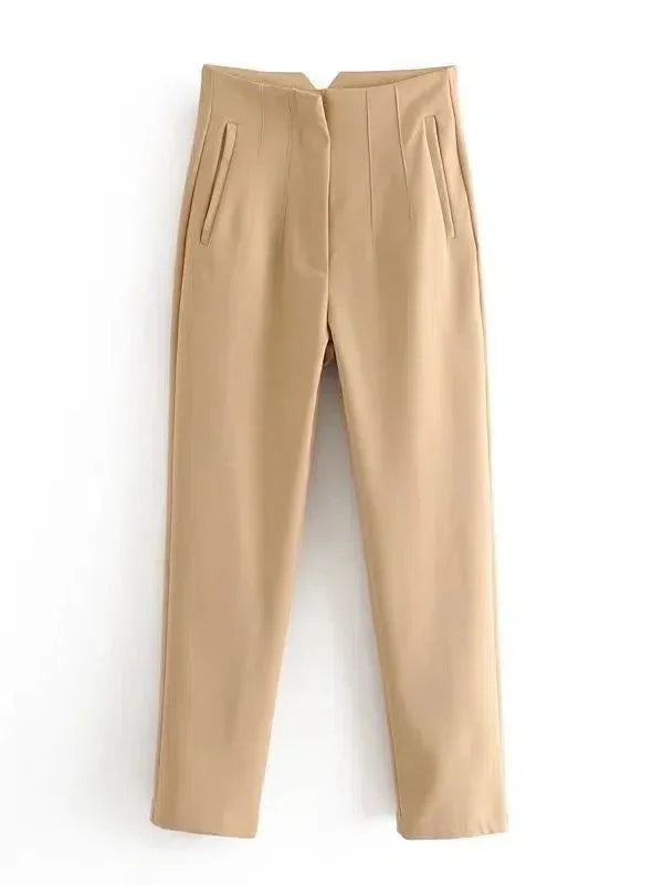 VincenzoRicci Chic Straight Trousers Vintage Bukser Til Kvinder