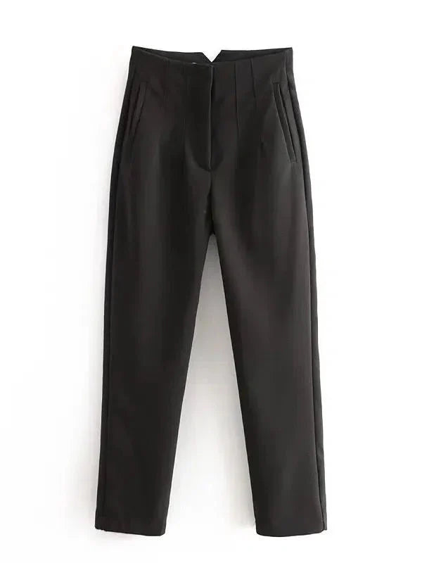 VincenzoRicci Chic Straight Trousers Vintage Bukser Til Kvinder