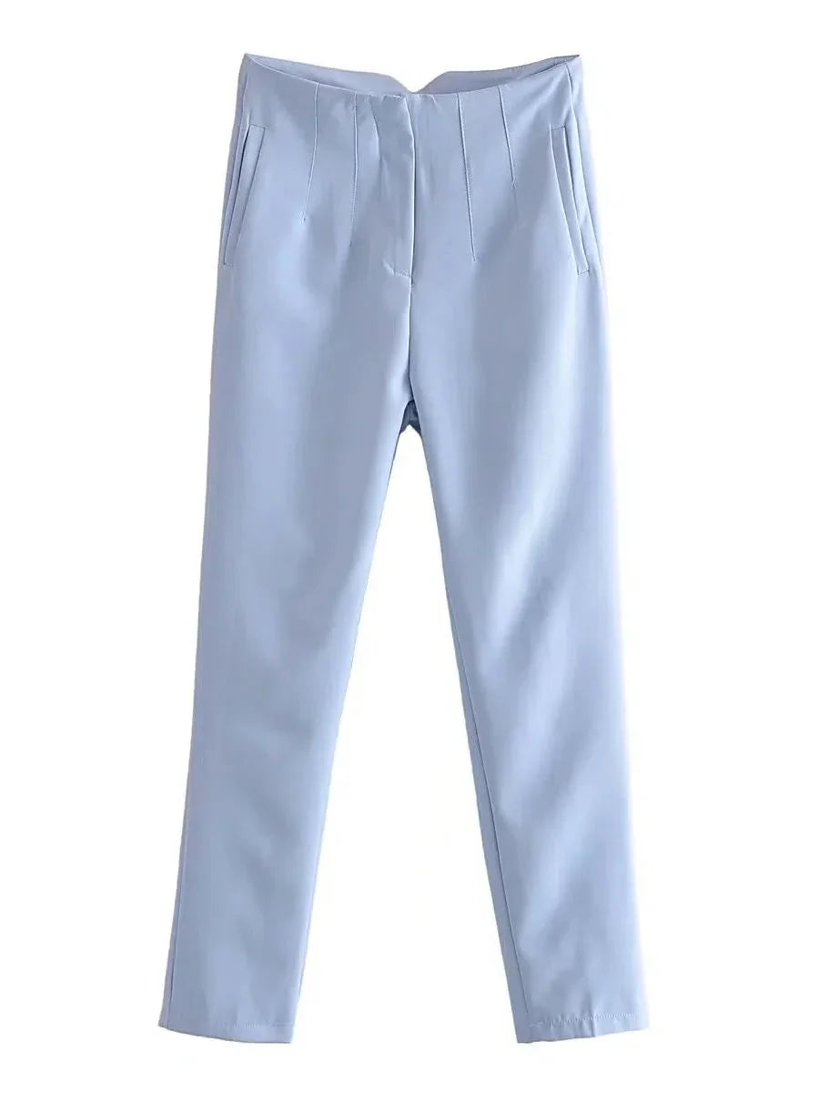 VincenzoRicci Chic Straight Trousers Vintage Bukser Til Kvinder