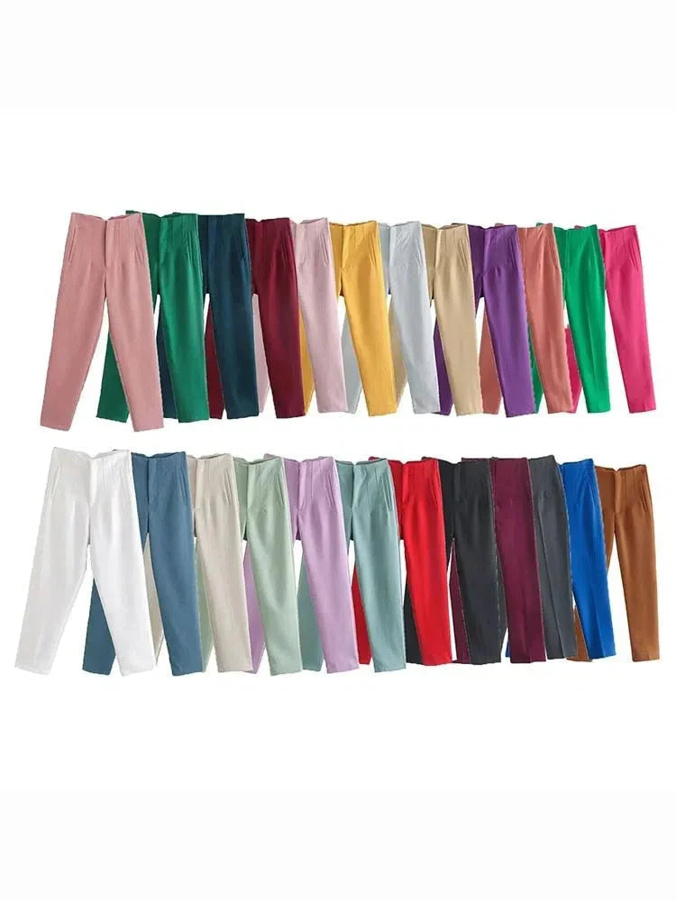 VincenzoRicci Chic Straight Trousers Vintage Bukser Til Kvinder