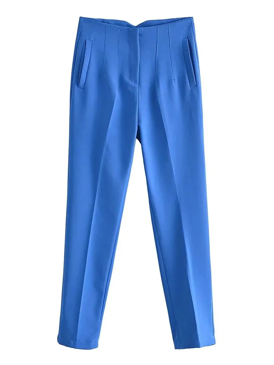 VincenzoRicci Chic Straight Trousers Vintage Bukser Til Kvinder