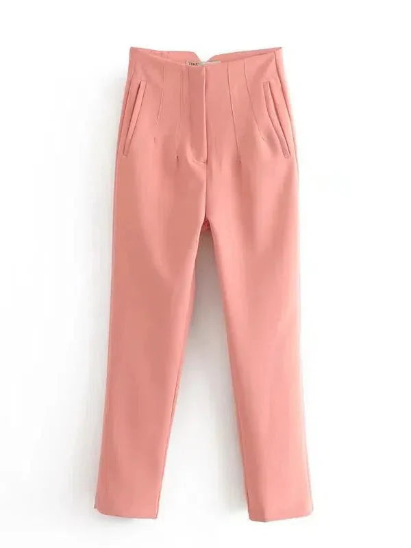 VincenzoRicci Chic Straight Trousers Vintage Bukser Til Kvinder