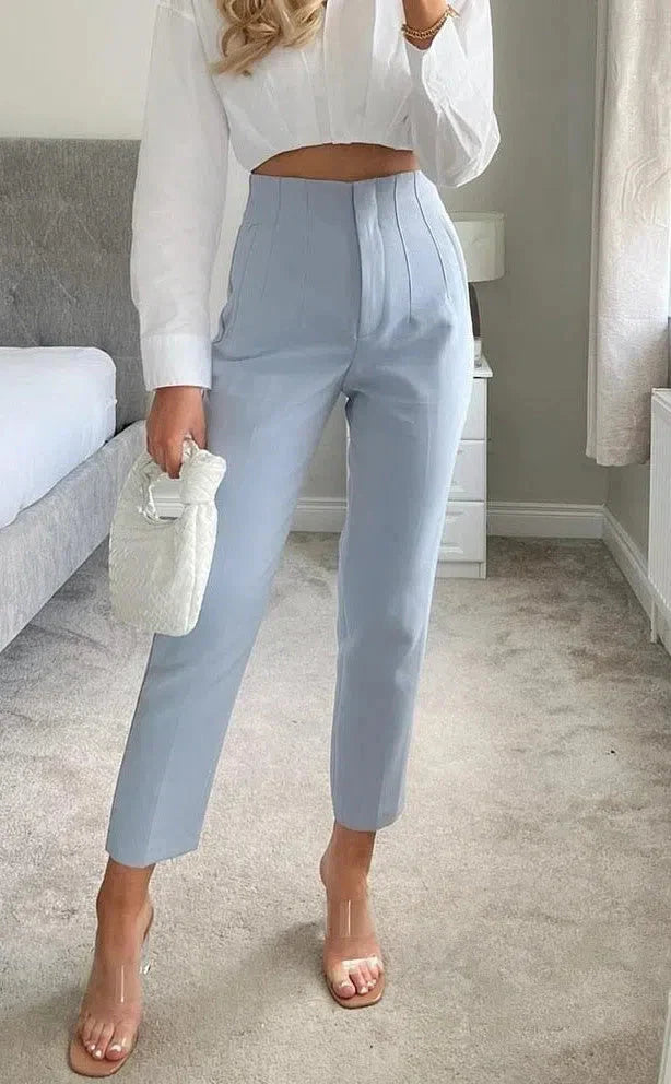 VincenzoRicci Chic Straight Trousers Vintage Bukser Til Kvinder