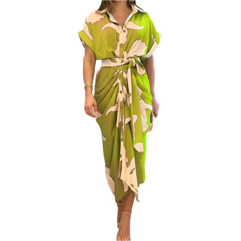 Giulietta – Sommerkjole til Kvinder med Knaplukning og Elegant Fald