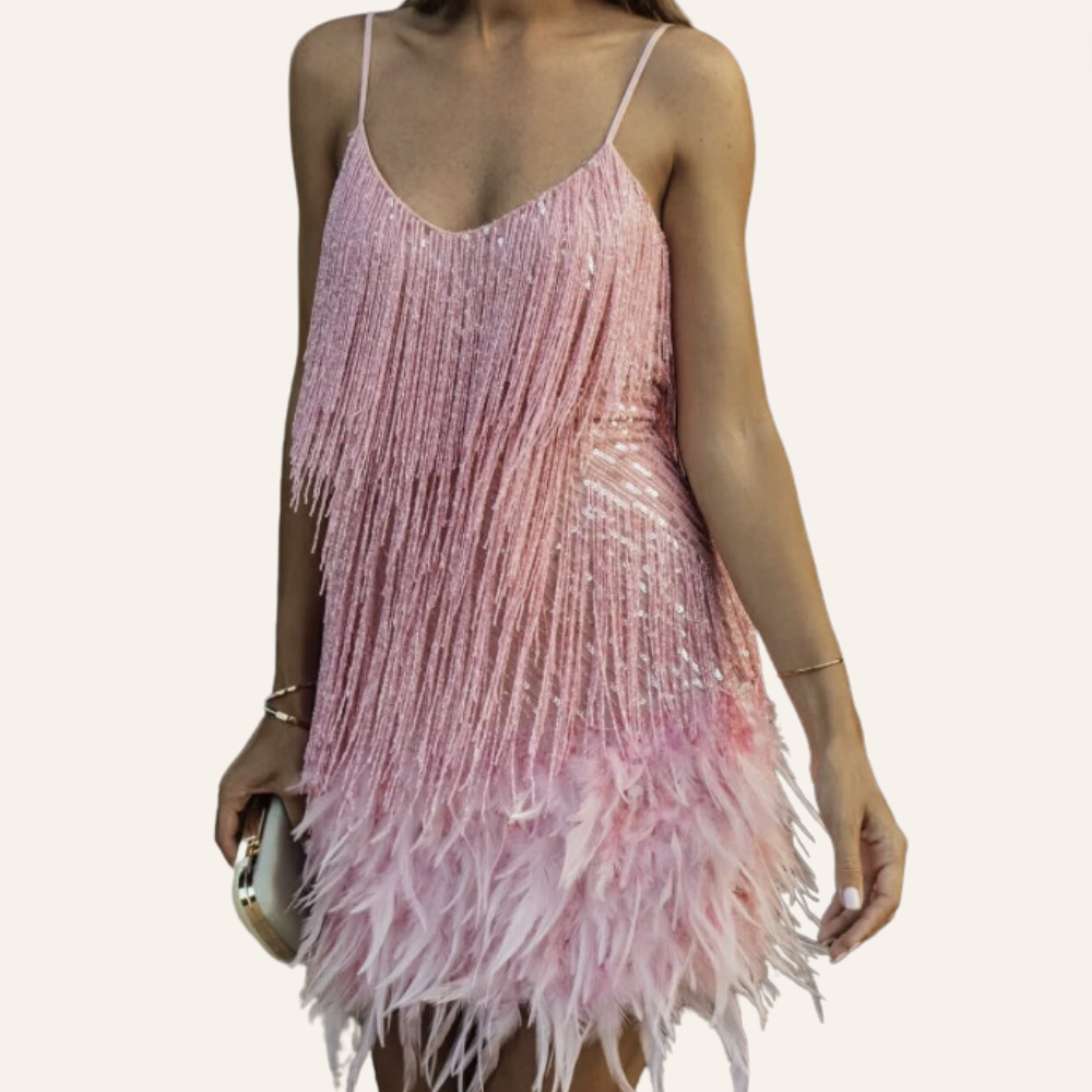 ElisaCastelli Kwastjes Spaghetti Band Jurk Voor Dames