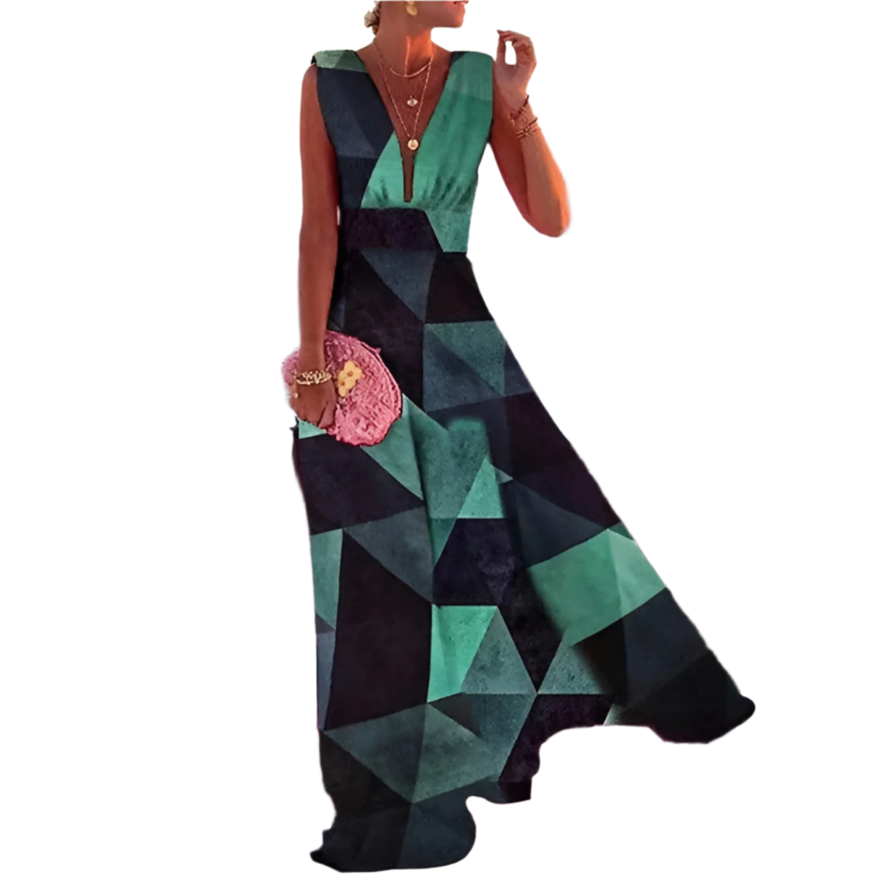 Luciana – Ærmeløs Maxi Kjole med Dybt V-udskæring til Kvinder