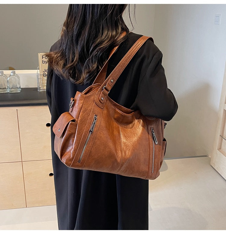 Amalie – Elegant Læder Tote Taske til Kvinder