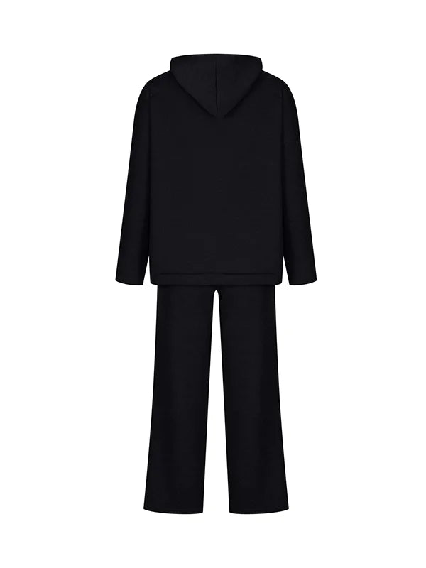 ElenaForte Ribstrikket Hættetrøjesæt Til Kvinder