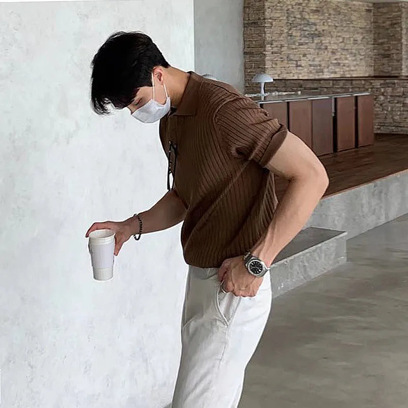 BrunoMarcello Strikket Poloshirt