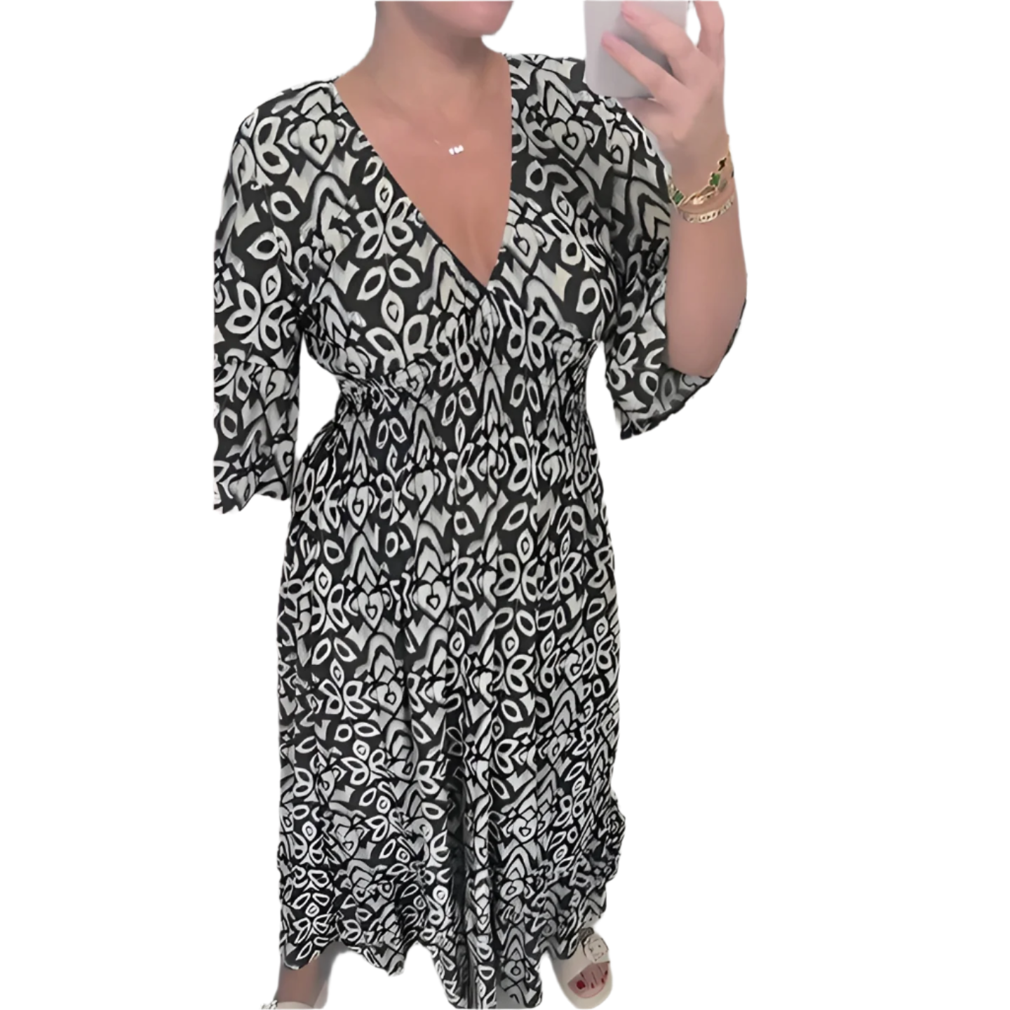 Isabella – Let og Luftig Sommerkjole med V-udskæring til Kvinder