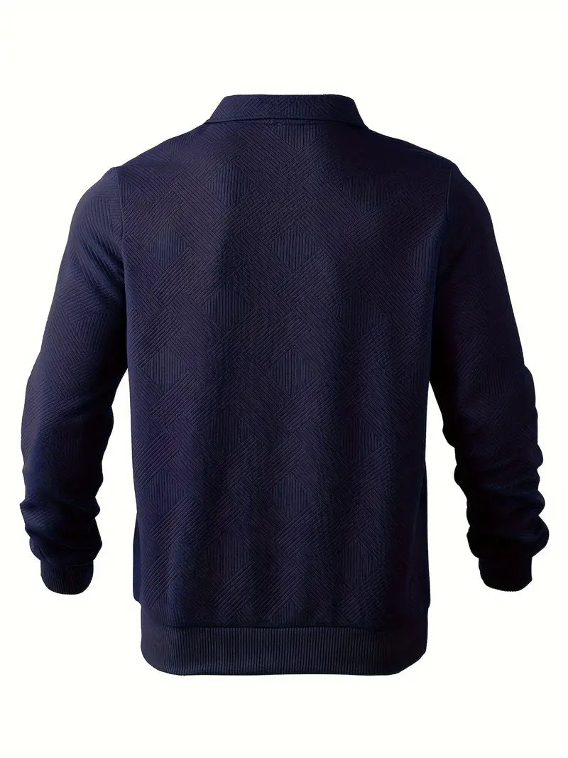 Alessio – Vintage Herre Zip-Up Pullover med Geometrisk Design