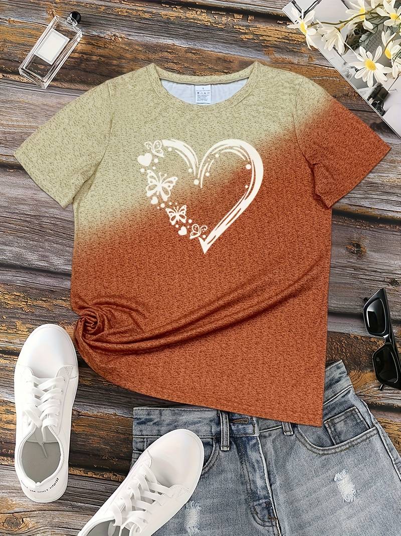 Élodie – Dame T-shirt med Sommerfuglehjerte Print