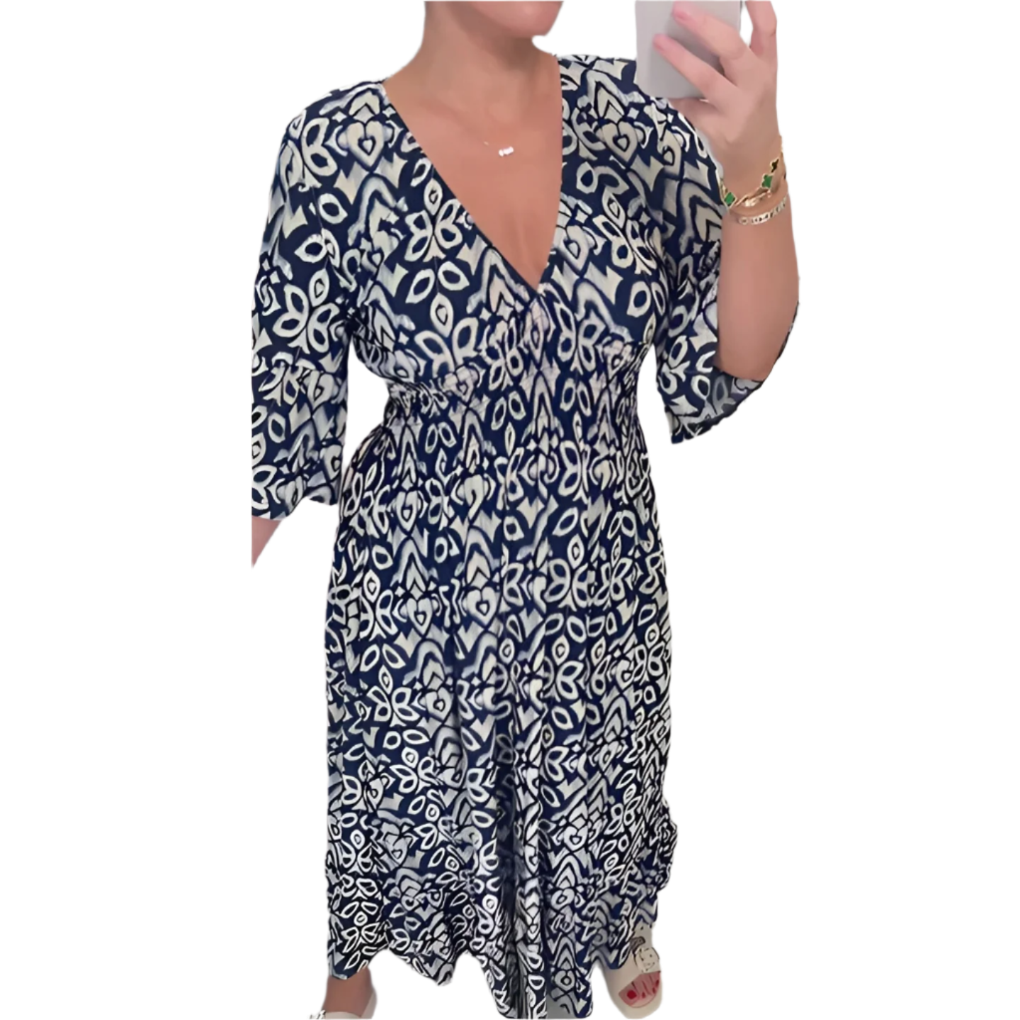 Isabella – Let og Luftig Sommerkjole med V-udskæring til Kvinder