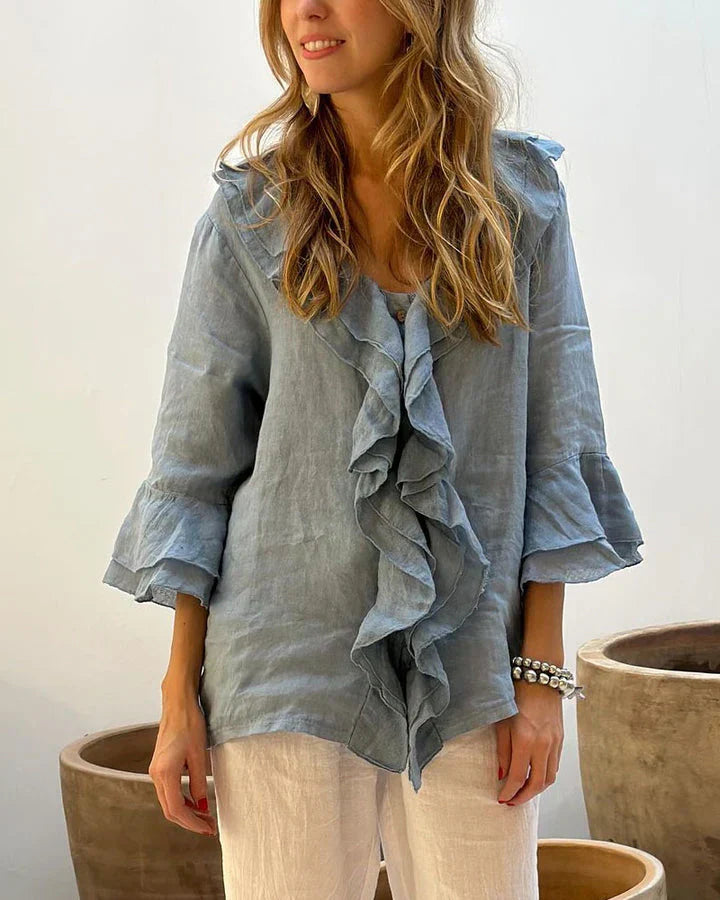 Bernadette – Let og Elegant Damebluse med Flæseærmer