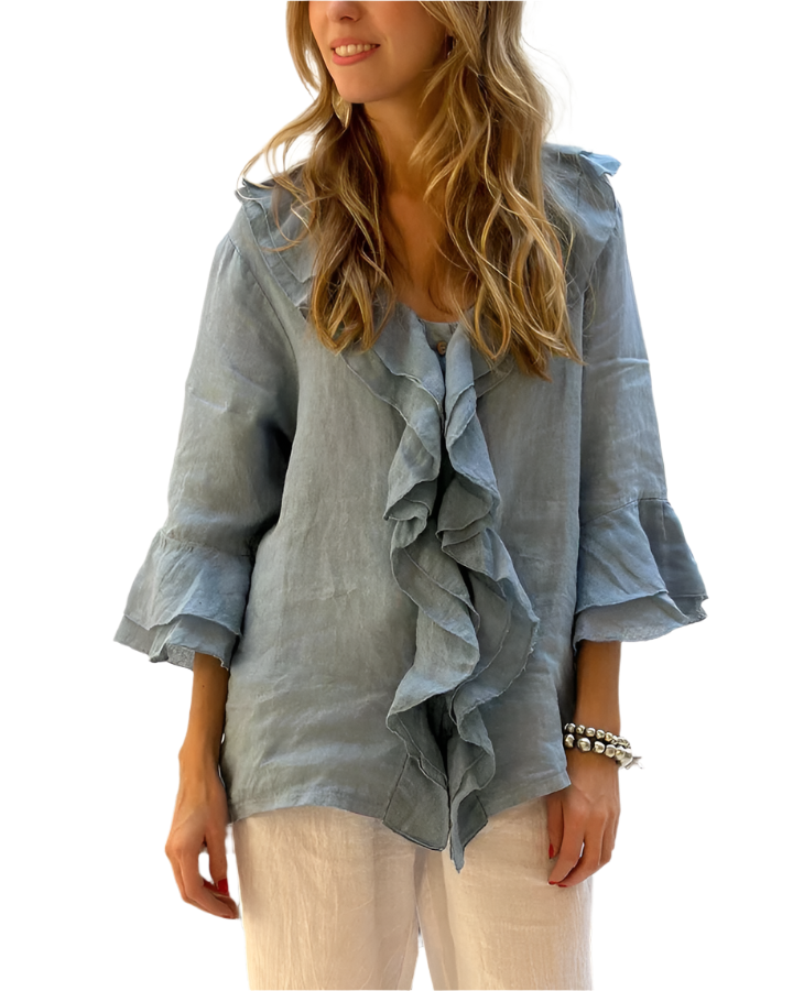Isabella – Elegant Ruffle Bluse til Kvinder