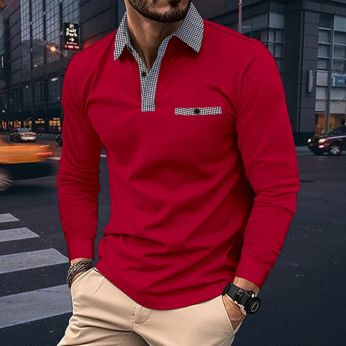 GianniSeta langærmet poloshirt til mænd