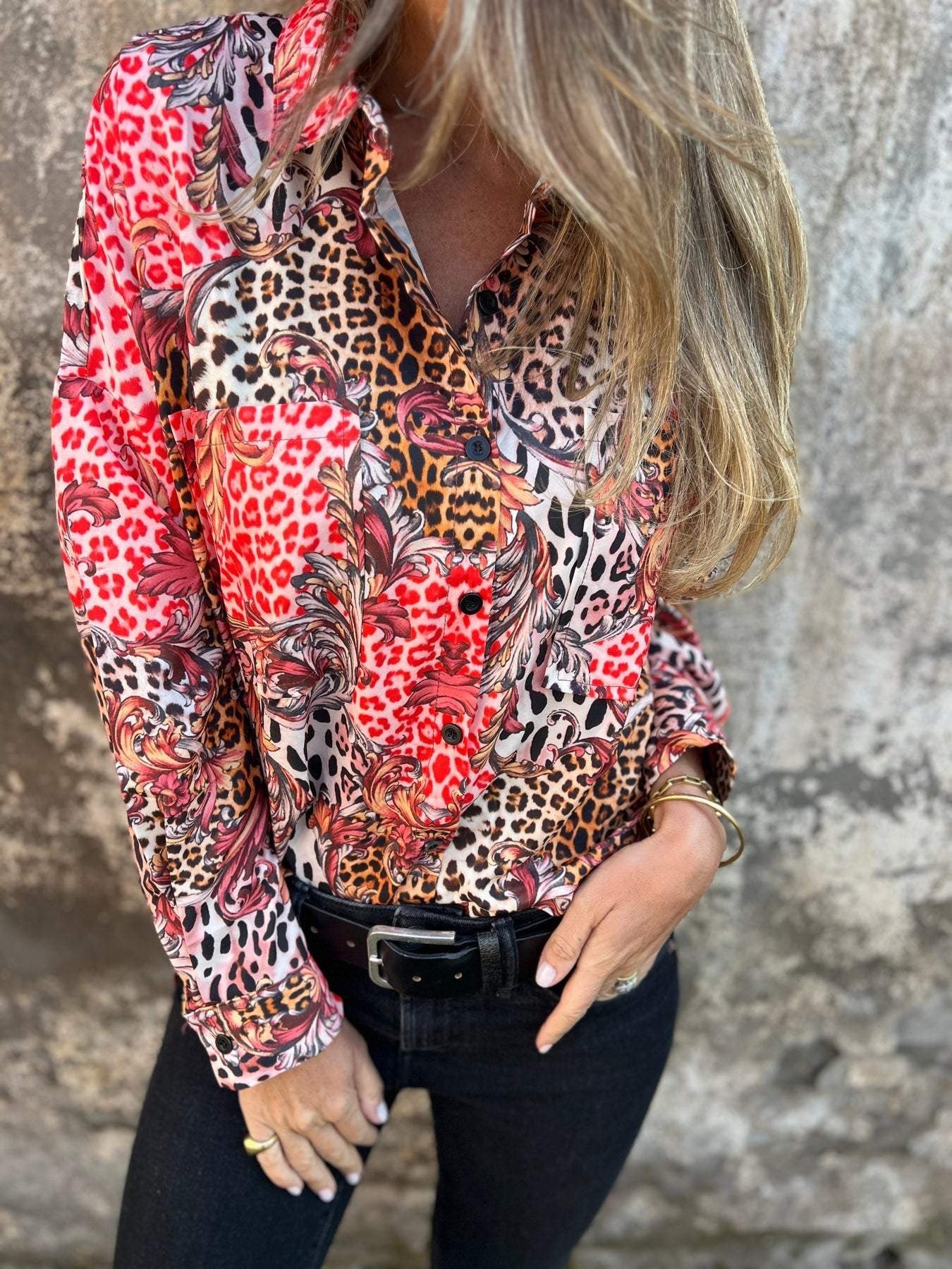 DarioSereni Afslappet Skjorte Med Leopardtryk