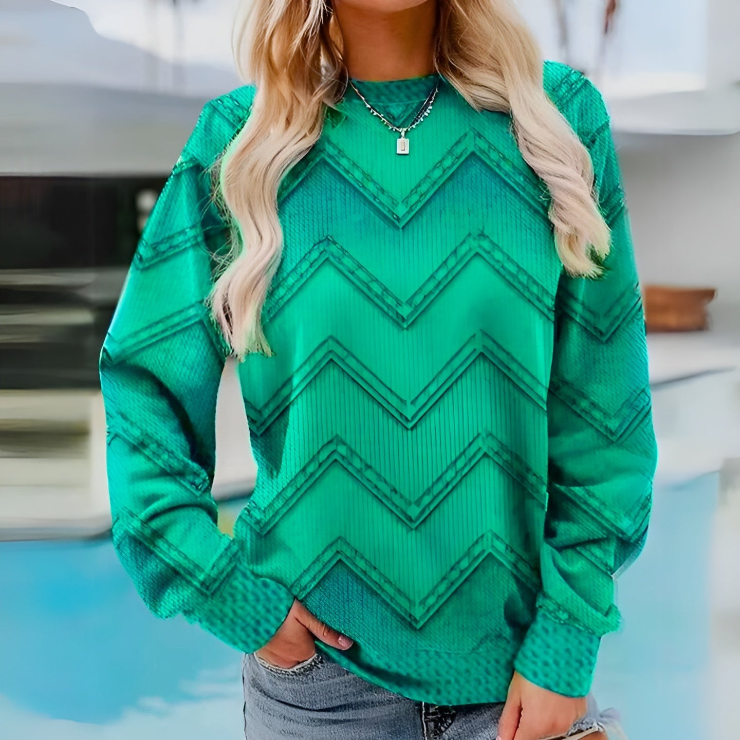 Paulien – Zigzag Denim Dame Vinterstrik