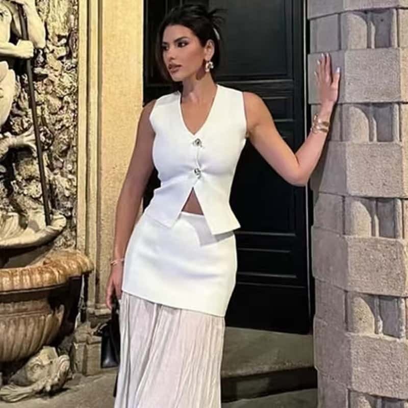 MarcoFiorelli Strikket cardigan med guldknap