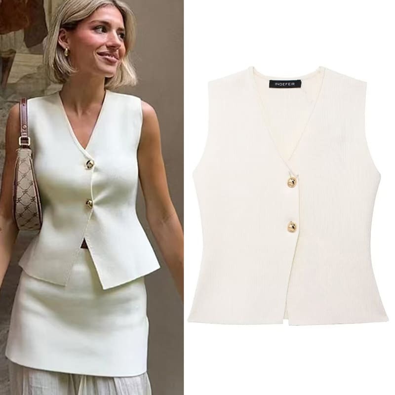 MarcoFiorelli Strikket cardigan med guldknap