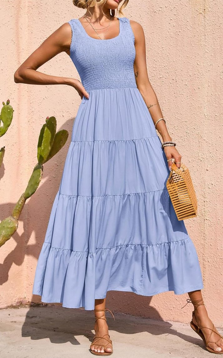 ValeriaMonti Layered Smocked Kjole med brede stropper