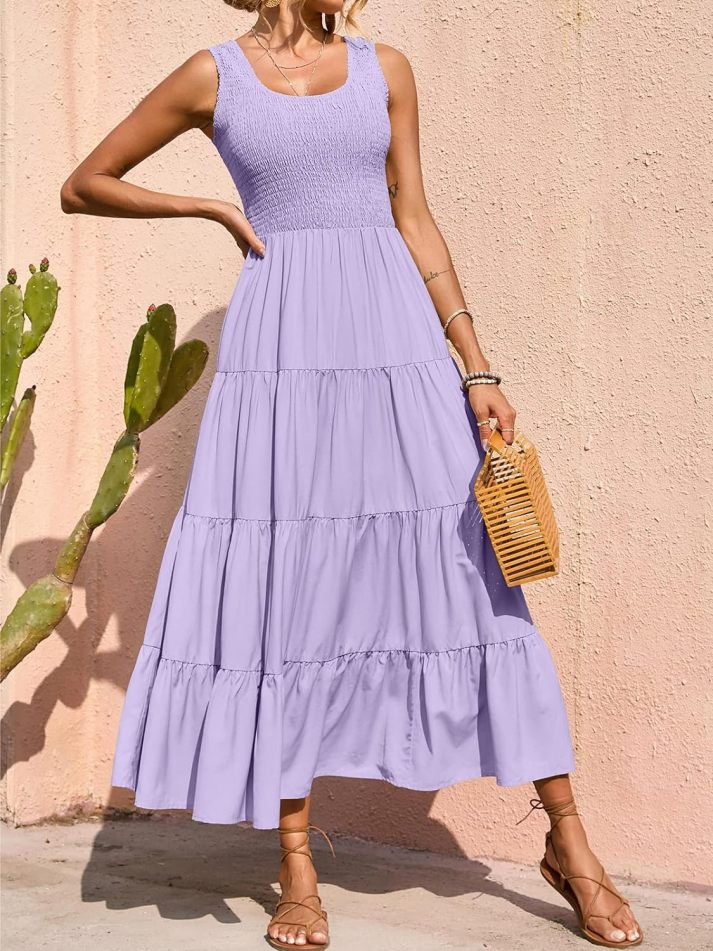 ValeriaMonti Layered Smocked Kjole med brede stropper