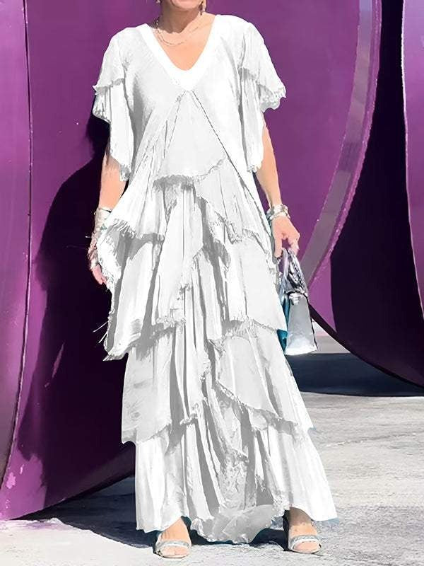 ElenaRosetti V-hals moderigtig kage lang kjole