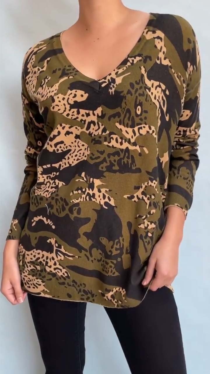 LuciaRicci Langærmet top med leopardprint