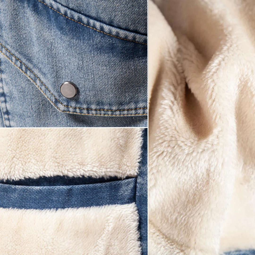 Lorenzo – Herre Denimjakke med Blød Sherpa Foring