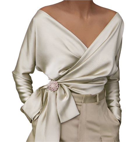 Isabella – Elegant Silkebluse til Kvinder med V-hals