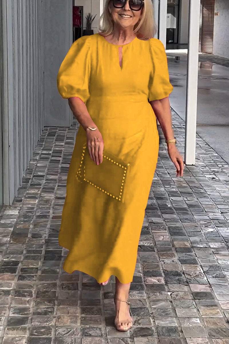 Verdi™ Stilfuld kjole i bomuld og hør