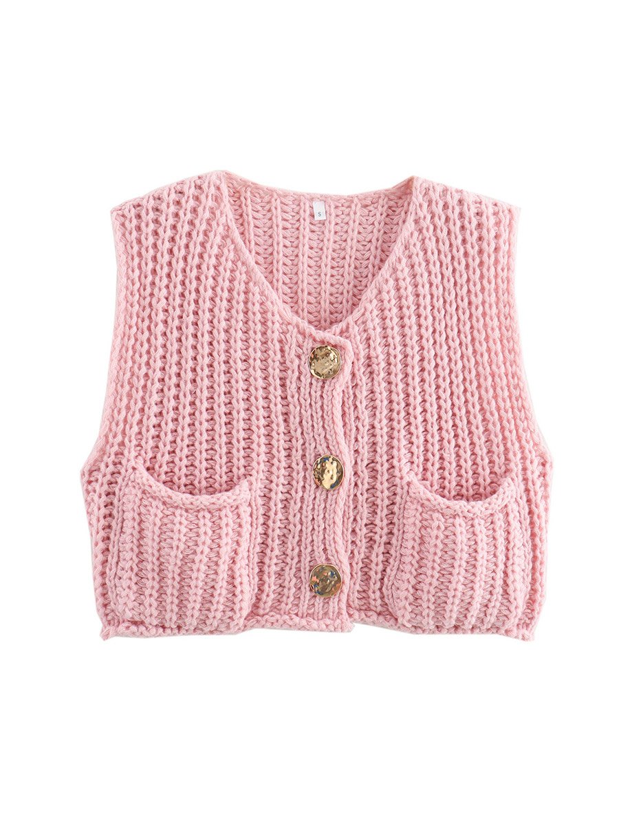 LiviaGreco ærmeløs strikket cardigan uden ærmer til kvinder