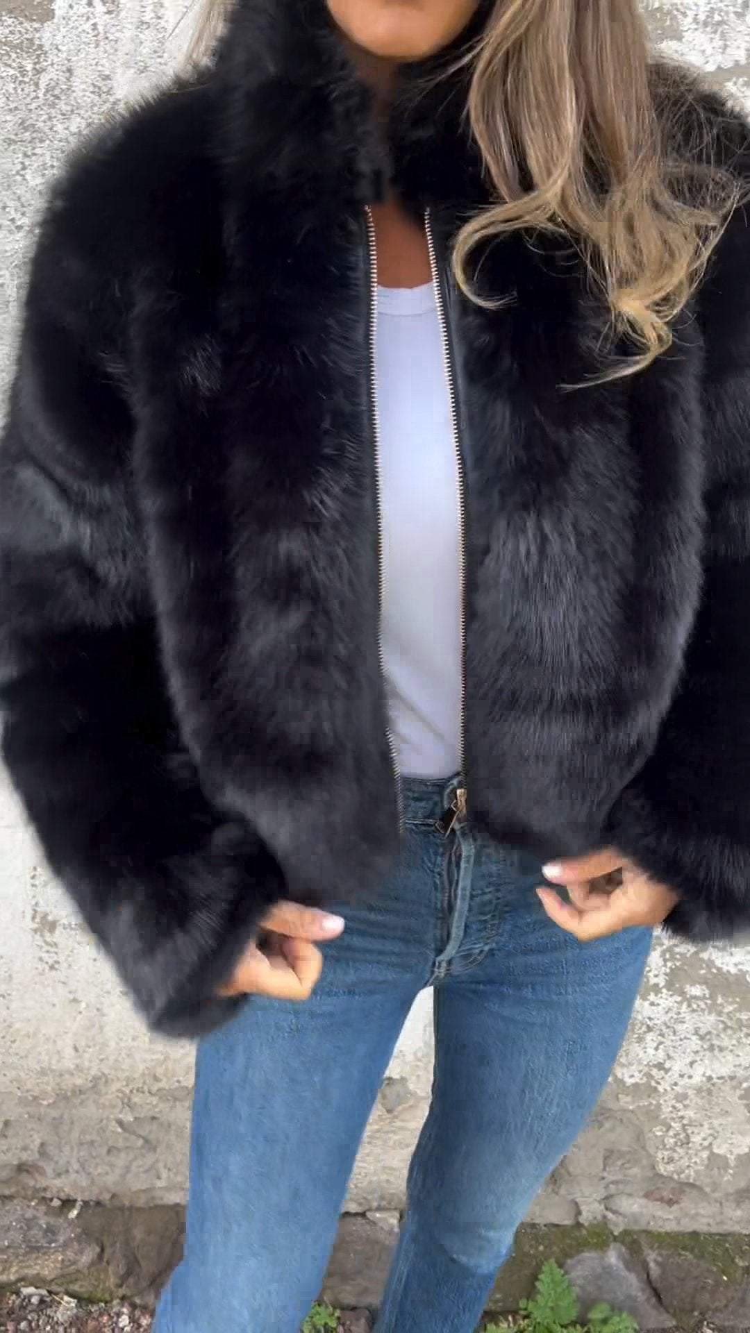 ElenaCaprini pelskrave lynlås Casual jakke
